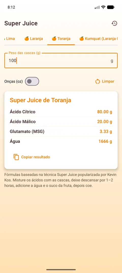 Toranja inclui glutamato — cada fruta tem sua própria fórmula