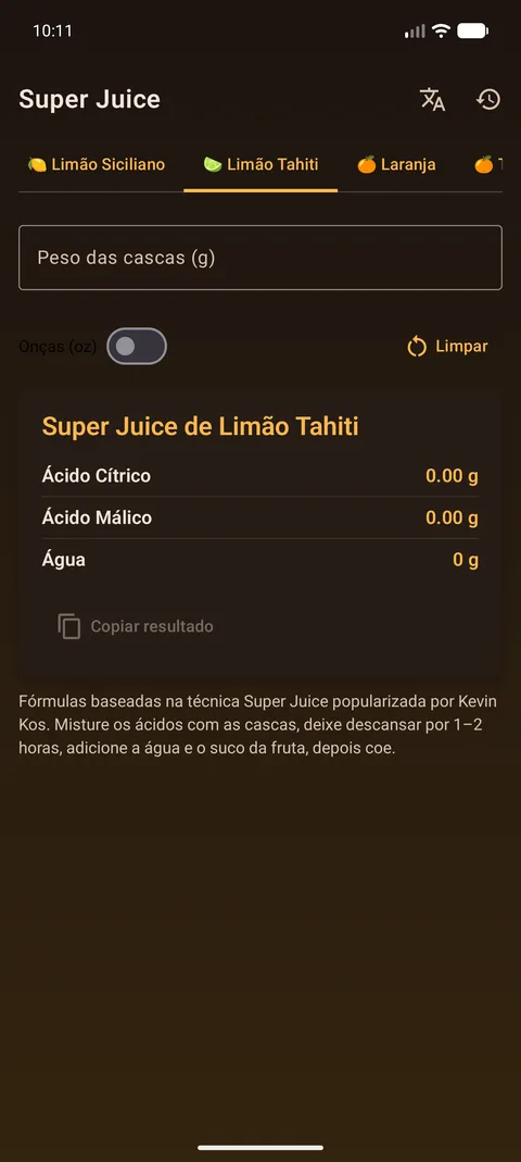 Tema escuro, com acentos âmbar